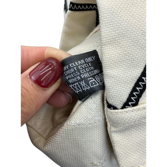 Perse Abstract Print Jacket Ivory Black Button Down 3/4 Sleeve Blazer Size 8 - Picture 15 of 16